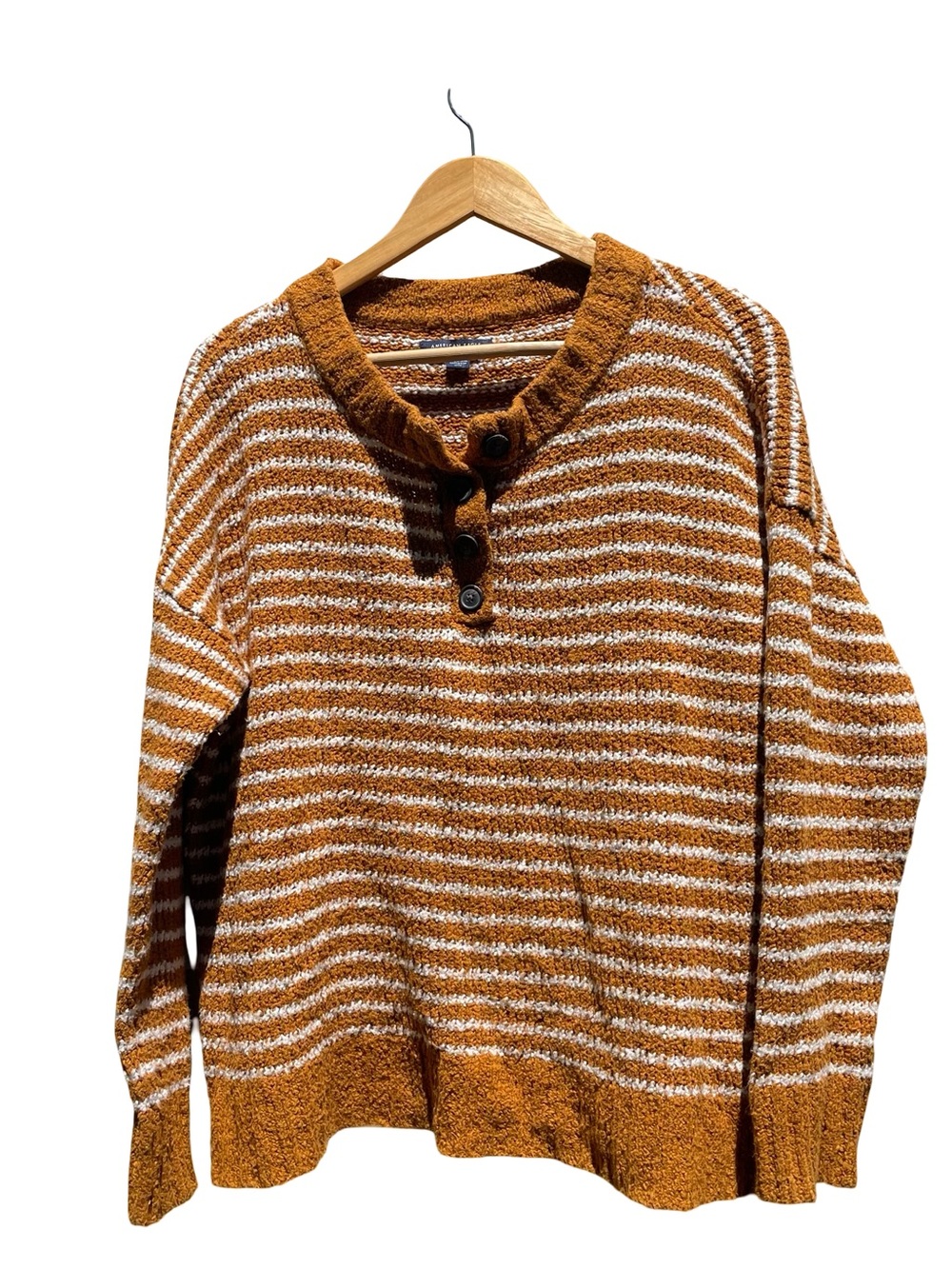 American Eagle stripe Henley sweater top size medium
